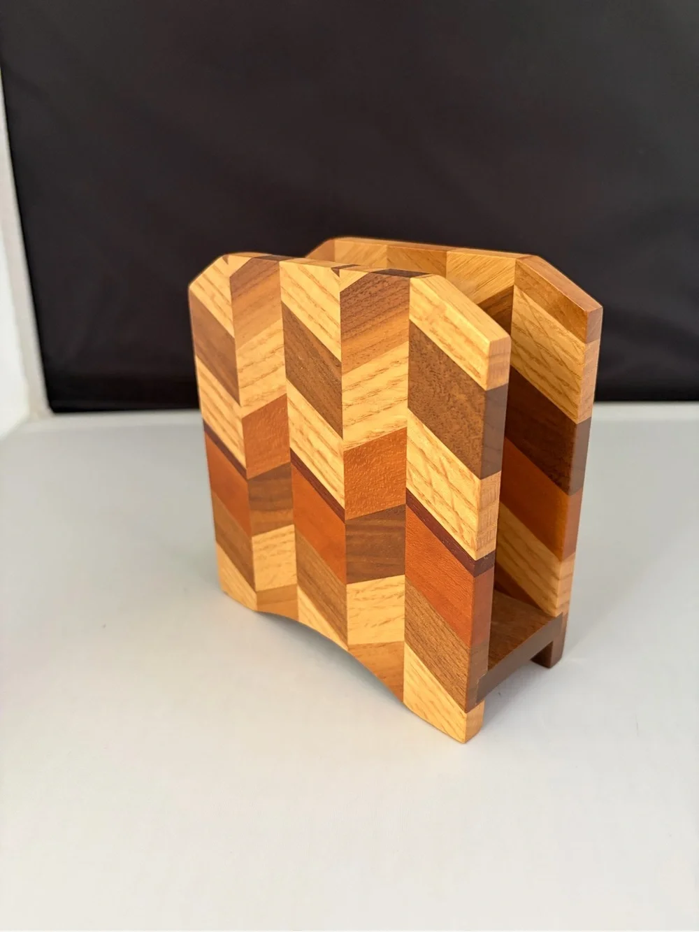Handcrafted Chevron Wood Napkin Holder - Multiwood